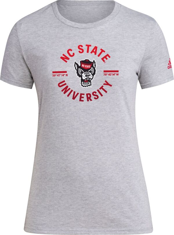 アディダス レディース Tシャツ トップス adidas Women's NC State Wolfpack Medium Grey Rise N' Shine T-Shirtの通販はTシャツ