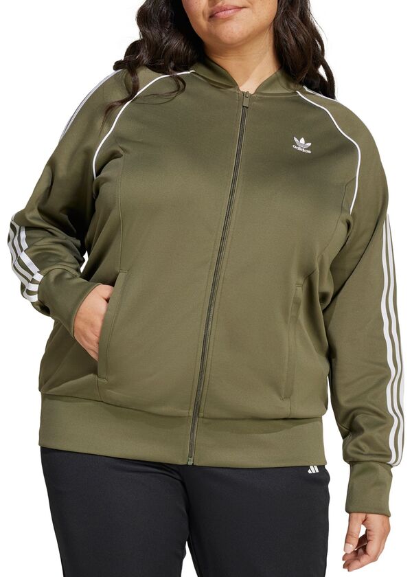アディダス レディース ジャケット・ブルゾン アウター adidas Originals Women's Adicolor Classics SST Track Jacket (Plus Size) Olivの通販は