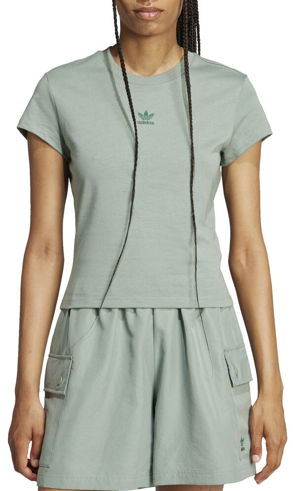 アディダス レディース Tシャツ トップス adidas Women's Essentials Slim T-Shirt Silver Greenの通販は