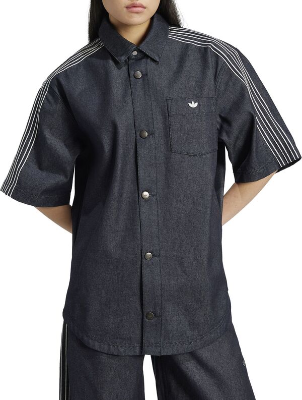 アディダス レディース シャツ トップス adidas Originals Women's Denim Short Sleeve Shirt Indigo Denim