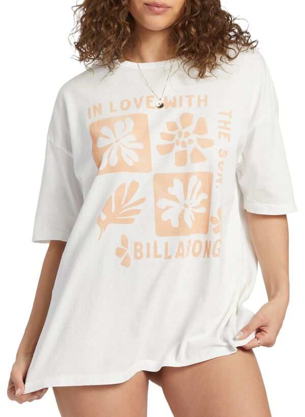 ビラボン レディース Tシャツ トップス Billabong Women's In Love With The Sun T-Shirt Salt Crystal