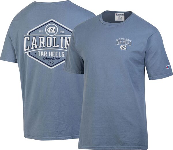 チャンピオン メンズ Tシャツ トップス Champion Men's North Carolina Tar Heels Wildflower Pale Blue Back Hit T-Shirtの通販は