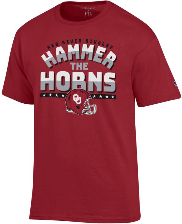 チャンピオン メンズ Tシャツ トップス Champion Men's Oklahoma Sooners 2024 Red River Rivalry Cardinal 'Hammer The Horns' T-Shirtの通販は 8,125円