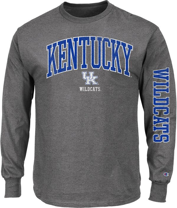 チャンピオン メンズ Tシャツ トップス Champion Men's Kentucky Wildcats Heather Grey Big & Tall 2 Hit Long Sleeve T-Shirtの通販は