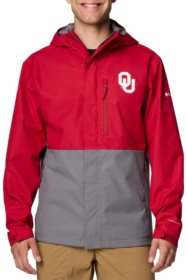 コロンビア メンズ ジャケット・ブルゾン アウター Columbia Men´s Oklahoma Sooners RED/GREY Color Block Field Bound Jacket
