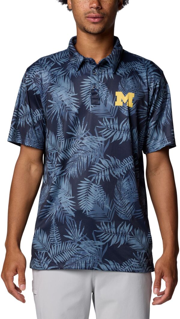 コロンビア メンズ ポロシャツ トップス Columbia Men's Michigan Wolverines Collegiate Navy Super Terminal Tackle Poloの通販は