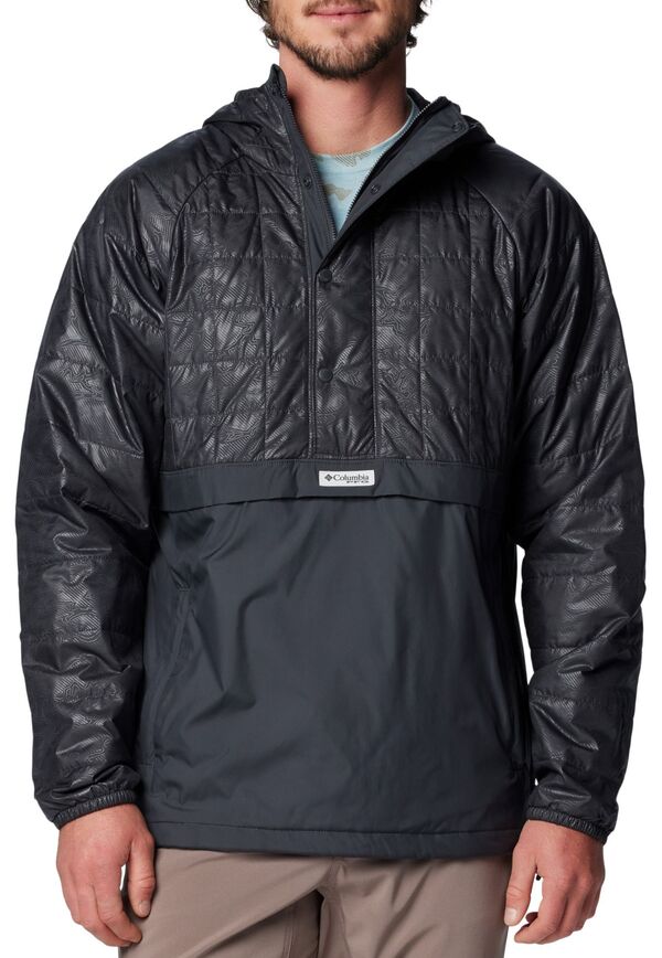 コロンビア メンズ ジャケット・ブルゾン アウター Columbia Men's PFG Uncharted? Insulated Anorak Shark/Unchrtd Wtrs Embossの通販は