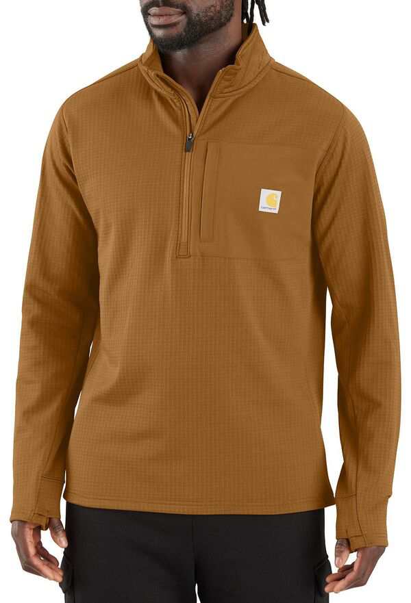 カーハート メンズ パーカー・スウェット アウター Carhartt Men's Force For Winter 1/4 Zip Sweater Carhartt Brownの通販は