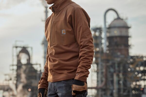 カーハート メンズ パーカー・スウェット アウター Carhartt Men's Force For Winter 1/4 Zip Sweater Carhartt Brownの通販は