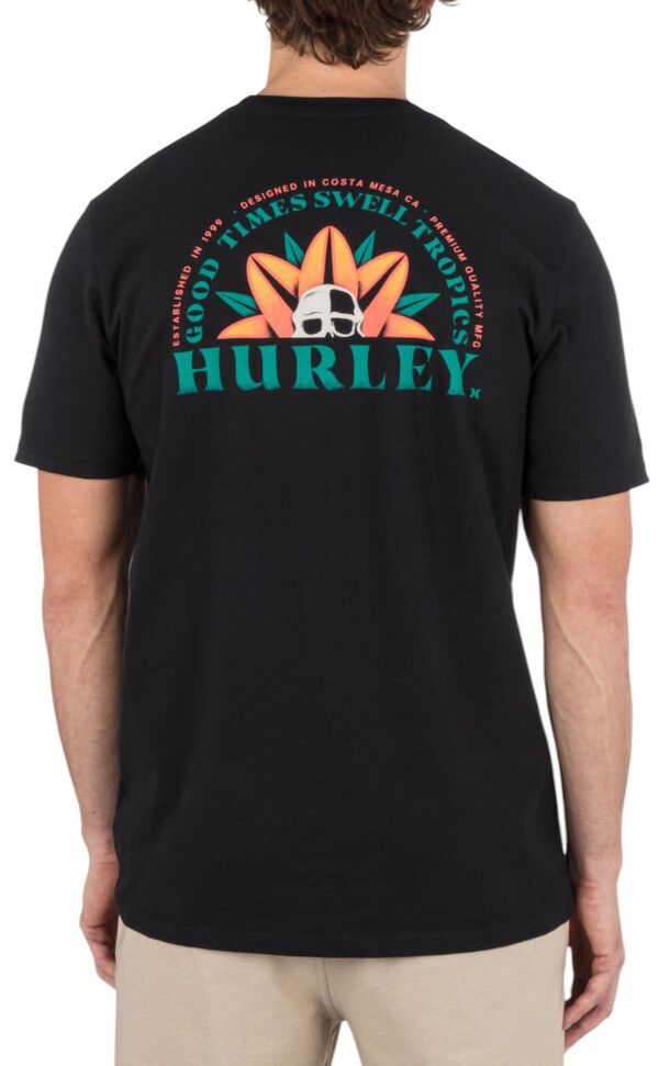 ハーレー メンズ Tシャツ トップス Hurley Men's Skull Tropics Short Sleeve T-Shirt Black