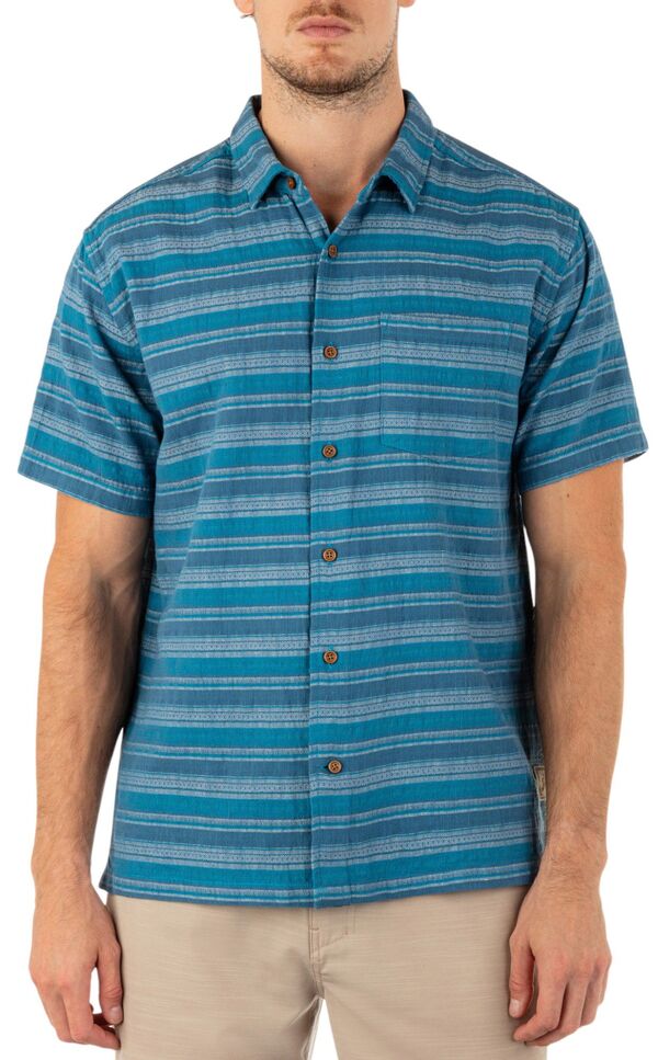 ハーレー メンズ シャツ トップス Hurley Men's Baja Rincon Linen Short Sleeve Shirt Medium Blue 13,305円