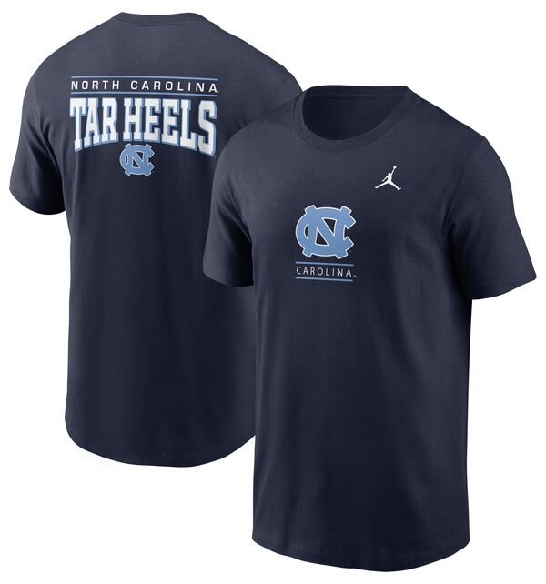 ジョーダン メンズ Tシャツ トップス Nike Men's North Carolina Tar Heels Navy Core Cotton Double Hit Logo T-Shirtの通販は