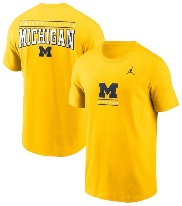 ジョーダン メンズ Tシャツ トップス Nike Men's Michigan Wolverines Maize Core Cotton Double Hit Logo T-Shirtの通販は
