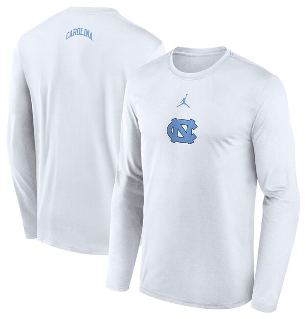 ジョーダン メンズ Tシャツ トップス Jordan Men's North Carolina Tar Heels White Dri-FIT Basketball Shooter Long-Sleeve T-Shirt