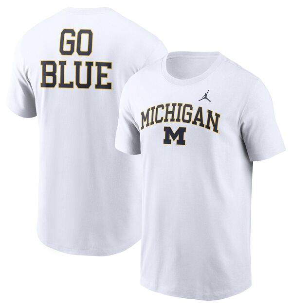 ジョーダン メンズ Tシャツ トップス Jordan Men's Michigan Wolverines White Double Hit Wordmark T-Shirtの通販は 8,125円
