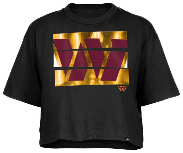 ニューエラ レディース Tシャツ トップス New Era Women's Washington Commanders Panel Boxy Black T-Shirt
