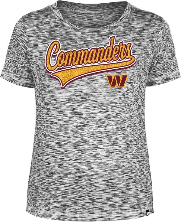 ニューエラ レディース Tシャツ トップス New Era Women's Washington Commanders Space-Dye Glitter Black T-ShirtTシャツ
