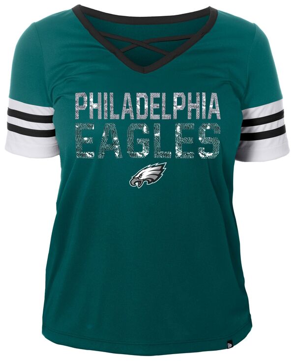 ニューエラ レディース Tシャツ トップス New Era Women's Philadelphia Eagles Sequins Dark Green T-ShirtTシャツ