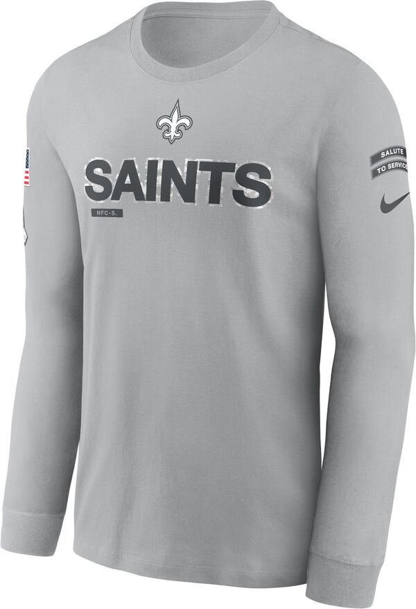 ナイキ メンズ Tシャツ トップス Nike Men's New Orleans Saints Salute to Service 2024 Silver Long Sleeve T-Shirt