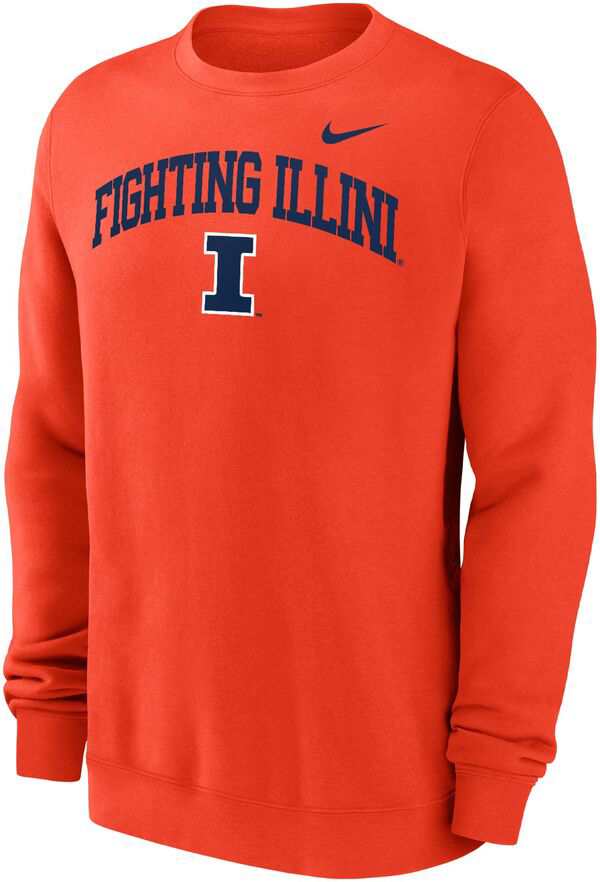 ナイキ メンズ パーカー・スウェット アウター Nike Men's Illinois Fighting Illini Orange Club Fleece Arch Logo Crew Neck Sweatshirの通販は 16,045円