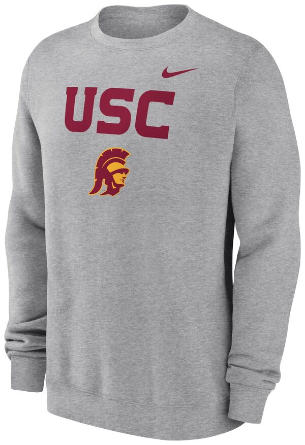ナイキ メンズ パーカー・スウェット アウター Nike Men's USC Trojans Dark Grey Heather Club Fleece Wordmark Crew Neck Sweatshirtの通販は