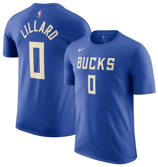 ナイキ メンズ Tシャツ トップス Nike Adult 2024-25 City Edition Milwaukee Bucks Damian Lillard #0 T-Shirtの通販は
