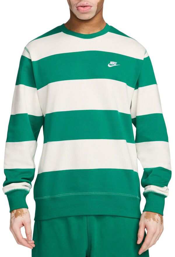 ナイキ メンズ パーカー・スウェット アウター Nike Men's Club Striped French Terry Crewneck Sweatshirt Malachite