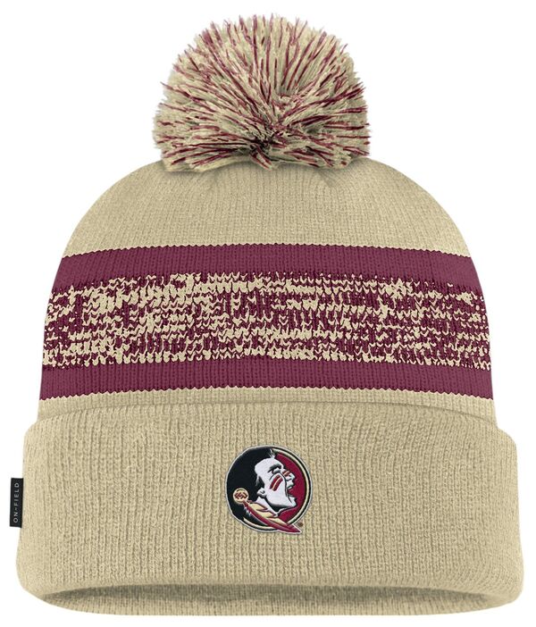 ナイキ レディース 帽子 アクセサリー Nike Adult Florida State Seminoles Gold TPU Peak Pom Knit Cuff Beanie