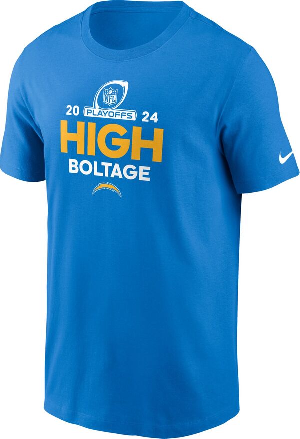 ナイキ メンズ Tシャツ トップス Nike Men's Los Angeles Chargers 2024-2025 Playoffs Italy Blue T-Shirt