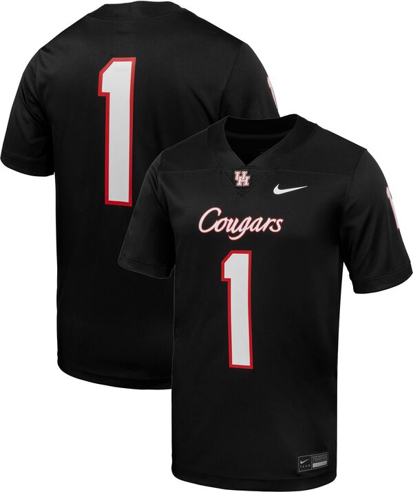 ナイキ メンズ Tシャツ トップス Nike Men's Houston Cougars #1 Black Replica Alternate Football Jerseyの通販は