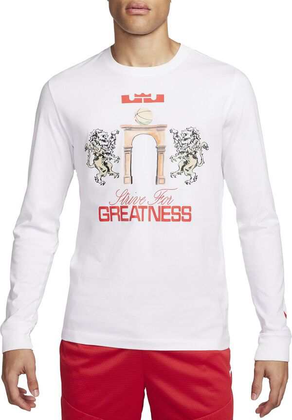 ナイキ メンズ Tシャツ トップス Nike Men's Lebron James Long Sleeve Graphic T-Shirt White