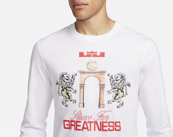 ナイキ メンズ Tシャツ トップス Nike Men's Lebron James Long Sleeve Graphic T-Shirt White