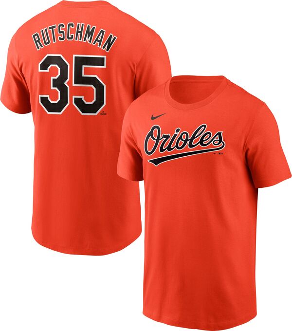 ナイキ メンズ Tシャツ トップス Nike Men's Baltimore Orioles Adley Rutschman #35 Orange T-Shirtの通販は