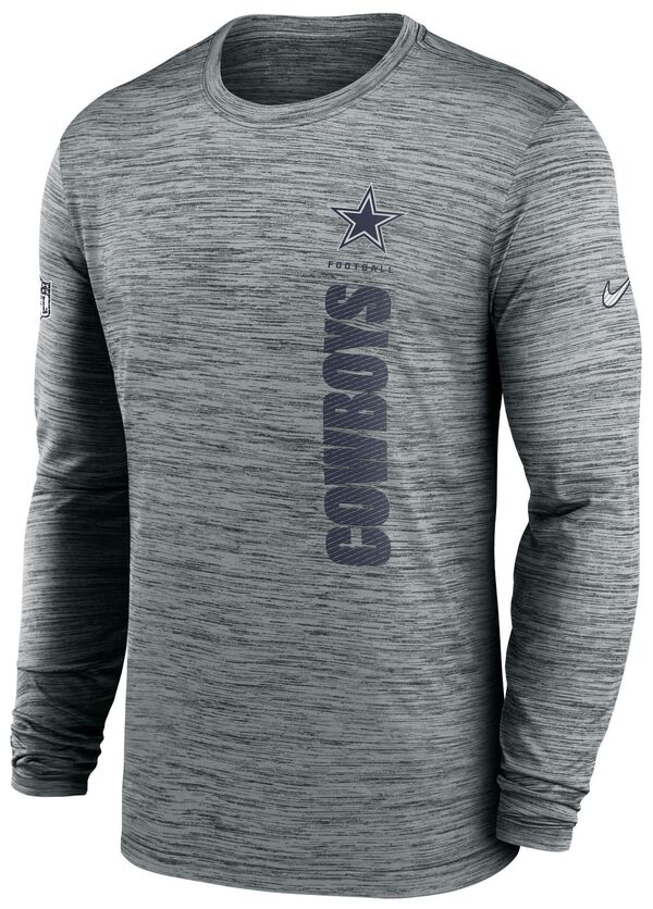 ナイキ メンズ Tシャツ トップス Nike Men's Dallas Cowboys Sideline Velocity Grey Long Sleeve T-Shirtの通販は