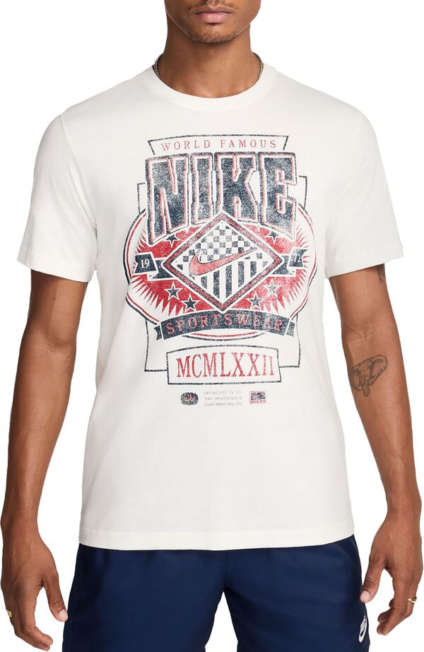 ナイキ メンズ Tシャツ トップス Nike Men's Sportswear Vintage World Famous Graphic T-Shirt Sail
