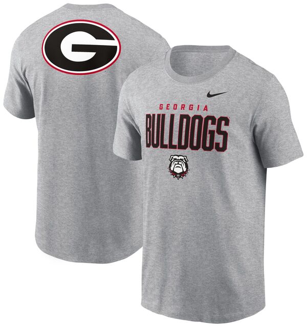 ナイキ メンズ Tシャツ トップス Nike Men's Georgia Bulldogs Dark Grey Heather Double Hit Logo T-Shirtの通販は