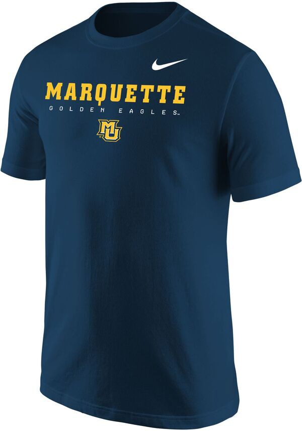 ナイキ メンズ Tシャツ トップス Nike Men's Marquette Golden Eagles Blue Core Cotton Long Sleeve T-Shirt