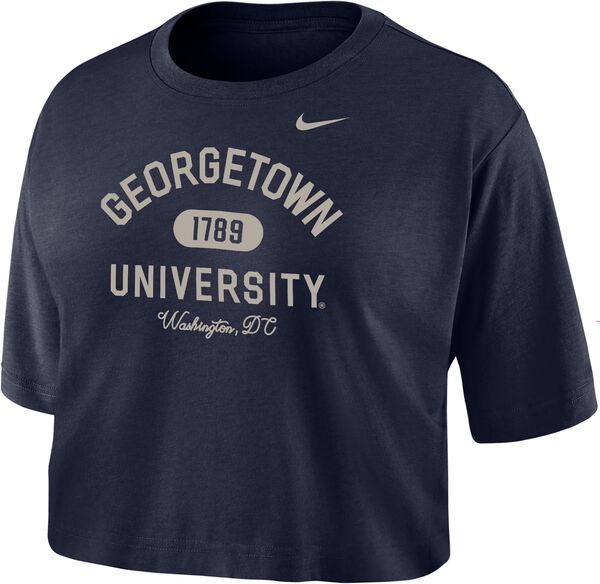 ナイキ レディース Tシャツ トップス Nike Women's Georgetown Hoyas Blue Dri-FIT Cotton Crop T-Shirtの通販は
