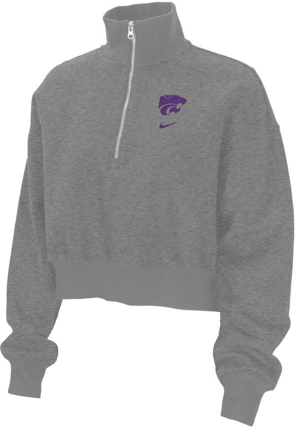 ナイキ レディース パーカー・スウェット アウター Nike Women's Kansas State Wildcats Silver Phoenix Fleece Cropped Quarter-Zipの通販は