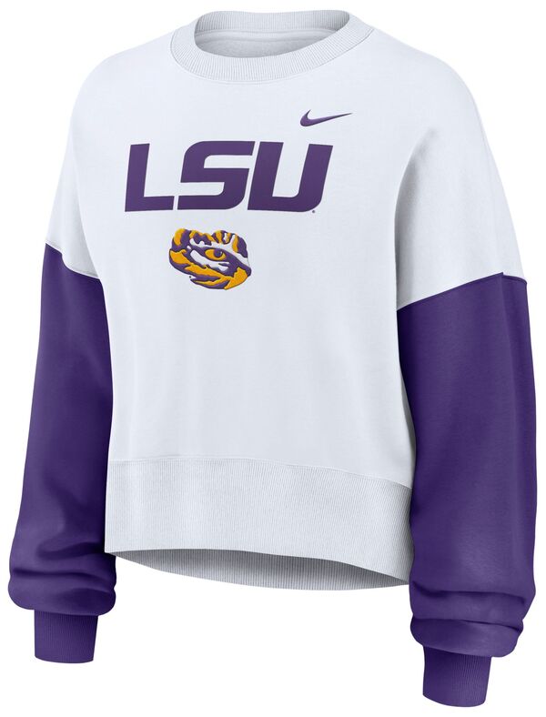ナイキ レディース パーカー・スウェット アウター Nike Women's LSU Tigers White Phoenix Crew Neck Sweatshirtの通販は
