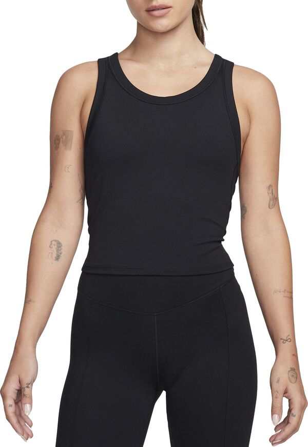 ナイキ レディース シャツ トップス Nike Women's One Fitted Dri-FIT Strappy Cropped Tank Top Black