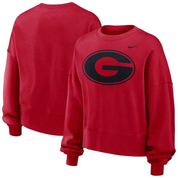 ナイキ レディース パーカー・スウェット アウター Nike Women's Georgia Bulldogs Red Logo Oversized Crew Neck Sweatshirtの通販は
