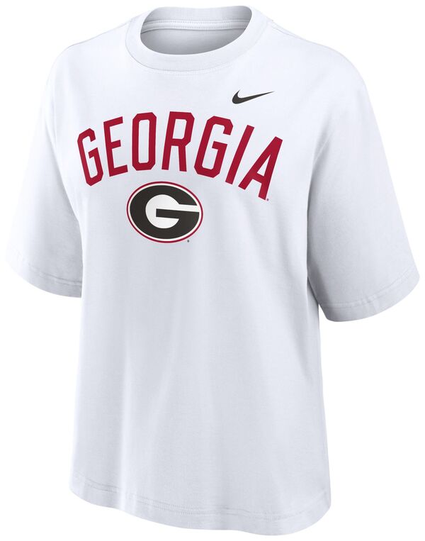 ナイキ レディース Tシャツ トップス Nike Women's Georgia Bulldogs White Boxy T-Shirtの通販は