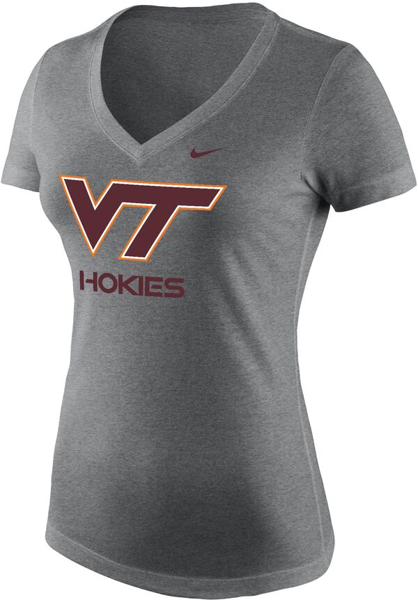 ナイキ レディース Tシャツ トップス Nike Women's Virginia Tech Hokies Grey Tri-Blend Midi V-Neck T-Shirtの通販は