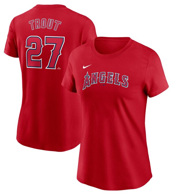 ナイキ レディース Tシャツ トップス Nike Women's Los Angeles Angels Mike Trout #27 Red Home T-Shirt