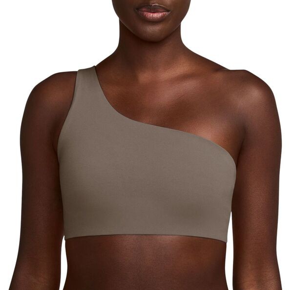 ナイキ レディース ブラジャー アンダーウェア Nike Women's Zenvy Asymmetrical Light-Support Padded Sports Bra Mink Brown