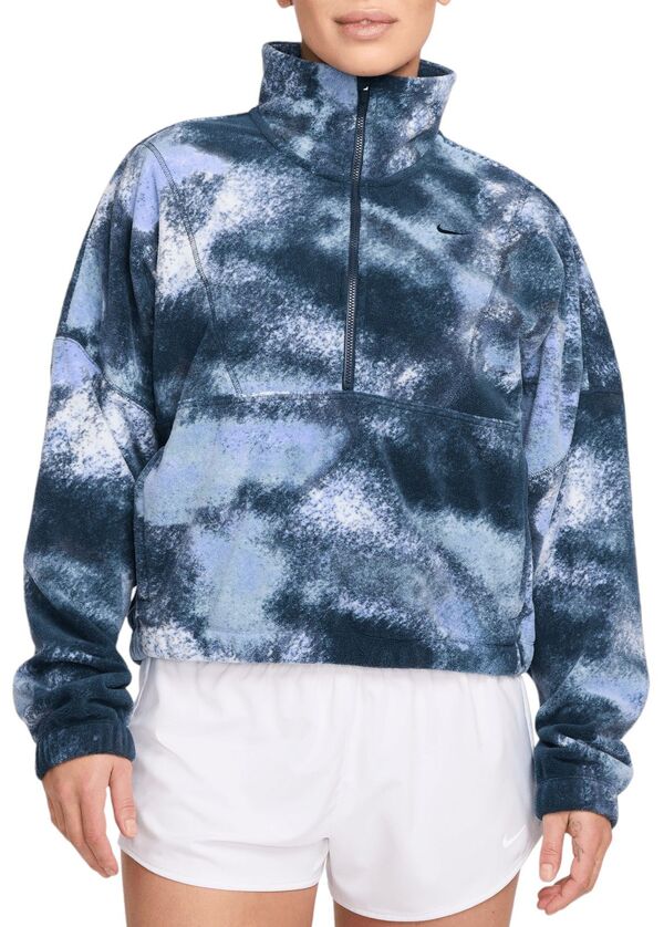 ナイキ レディース パーカー・スウェット アウター Nike Women's One Therma-FIT Oversized 1/2-Zip Fleece Printed Top Armory Navyの通販は