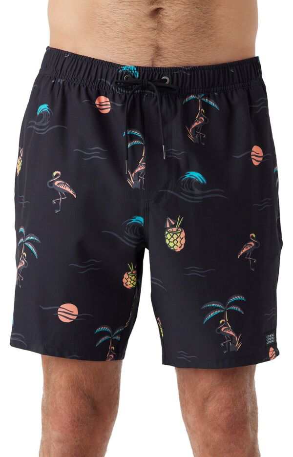 オニール メンズ ハーフパンツ・ショーツ 水着 O'Neill Men's Hermosa Lined Elastic Waist 17 in. Boardshorts Black