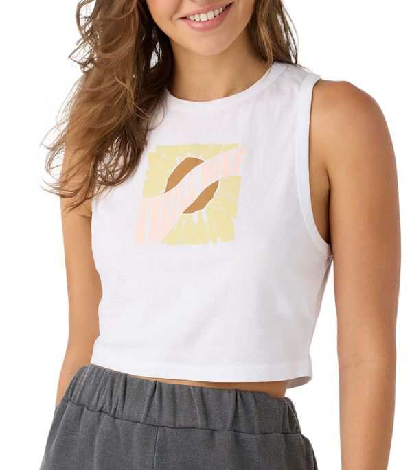 オニール レディース タンクトップ トップス O'Neill Women's Gia Yellow Flower Cropped Tank Top White