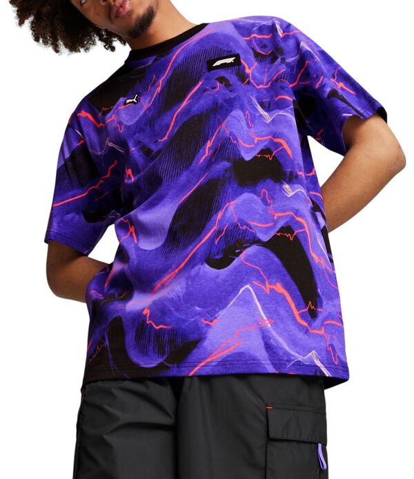 プーマ メンズ Tシャツ トップス Puma Adult F1 Racing Neon Energy All Over Print Black T-Shirtの通販は